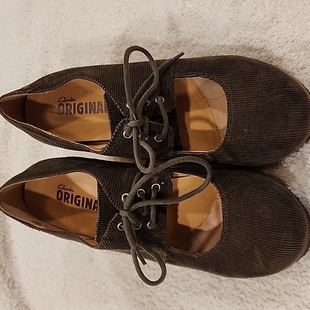 Clarks Women's Dark Brown Corduroy Wedges Sz.10 - So Comfy - Pre-loved - Picture 5 of 6
